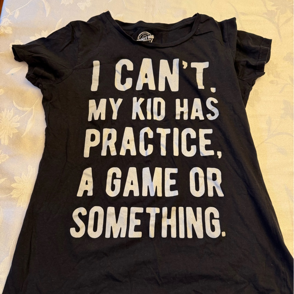 Black Graphic T-Shirt with White Text
